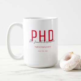 Taza De Café Graduado Keepsake Red Black Name PhD