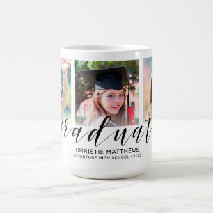 Taza De Café Graduado moderno de escritura negra de 3 Collages 