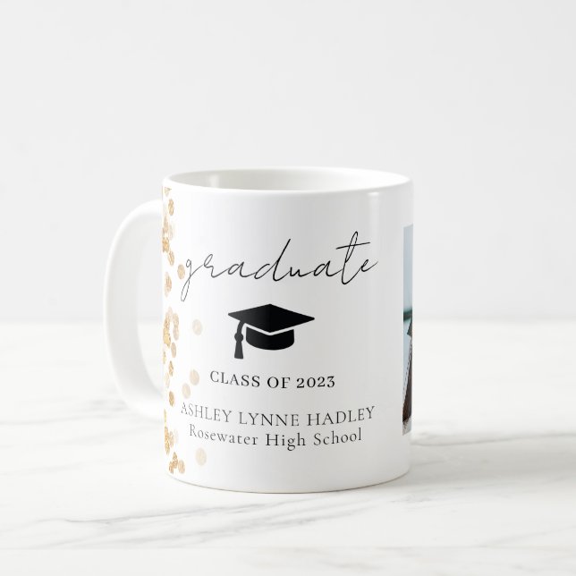 Taza De Café Graduado moderno de fotografía de oro (Anverso izquierdo)