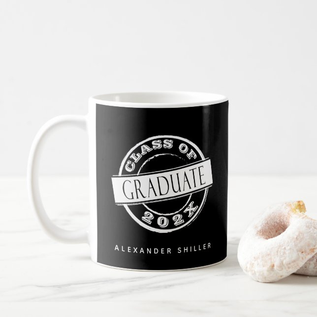 Taza De Café Graduado negro moderno personalizado (Con donut)