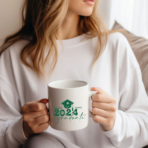 Taza De Café Graduado personalizado de clase 2024 Verde oscuro