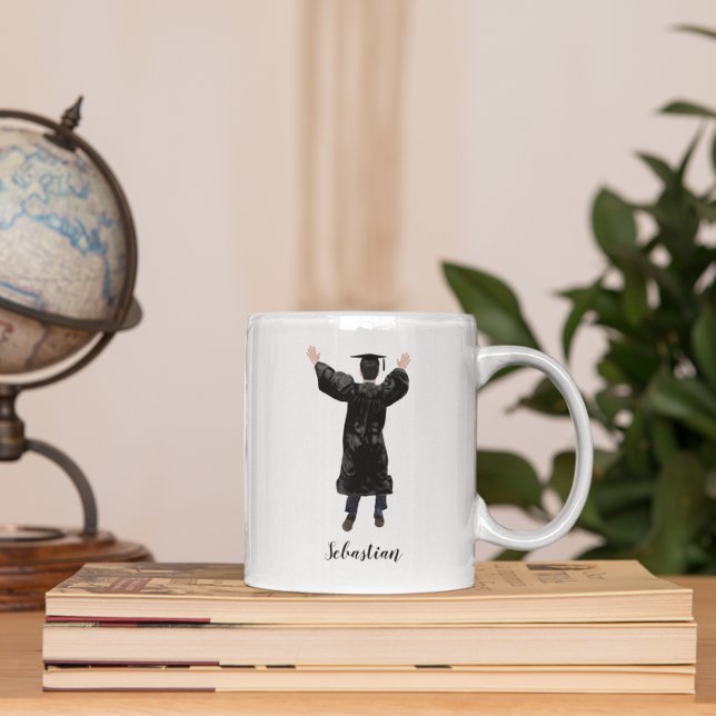 Taza De Café Graduado personalizado Watercolor Boy (Personalized Graduate Watercolor Boy Coffee Mug)