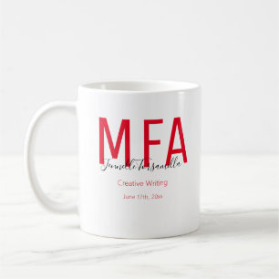 Taza De Café Graduado Red Black Date Name Degree MFA