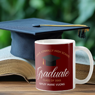 Taza De Café Graduado Rojo 2023 Regalo de Graduación Personaliz