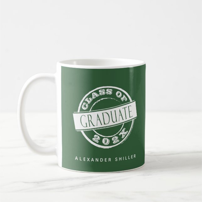 Taza De Café Graduado verde moderno y simple personalizado (Izquierda)