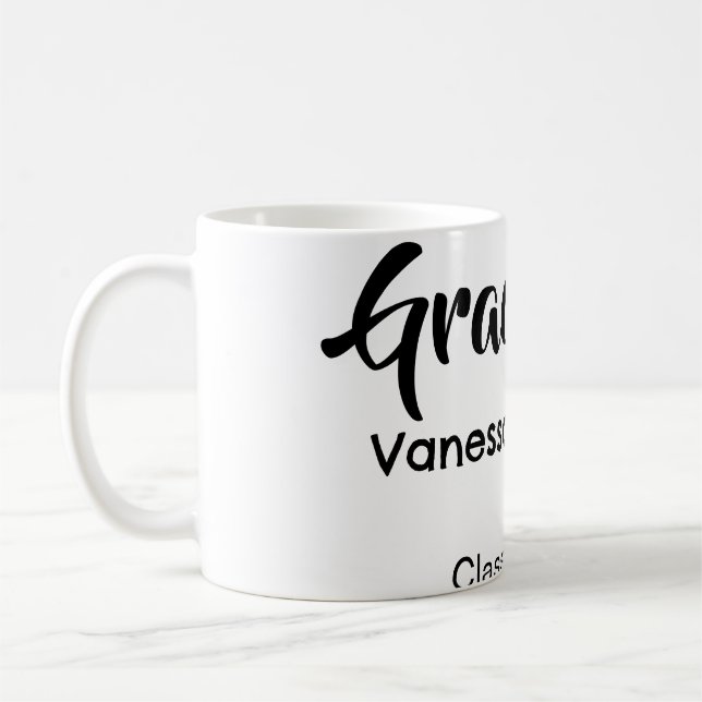 Taza De Café Graduate congratulations name date year class univ (Izquierda)