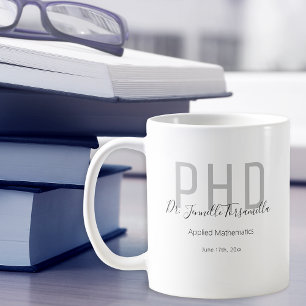Taza De Café Graduate Keepsake Black Gray Name Degree PhD