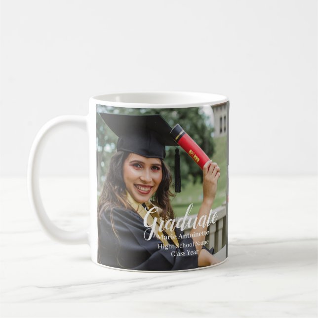 Taza De Café Graduate Name Class Year 2 Photos Graduation (Izquierda)
