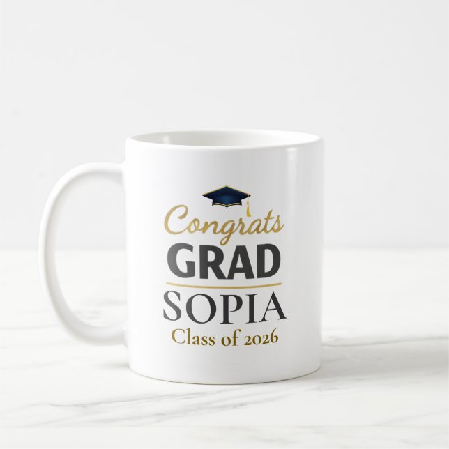 Taza De Café Graduation 2026 Personalized Congrats Grad (Izquierda)