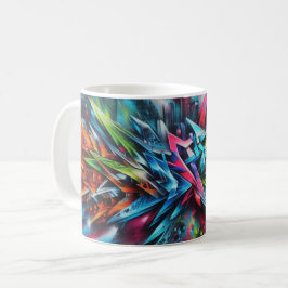 Taza De Café Graffiti auf Ziegelwand mit Skyline Streetart