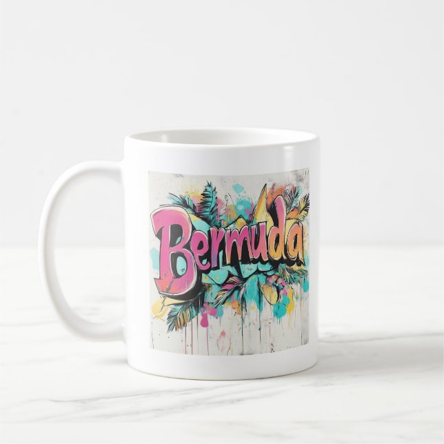 Taza De Café Graffiti bermudeño vibes: Arte callejero en las is (Izquierda)