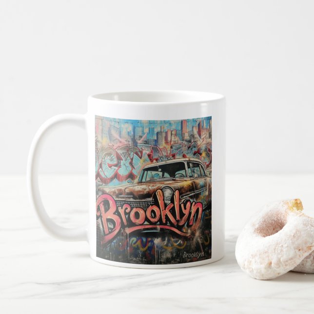 Taza De Café Graffiti Brooklyn (Con donut)
