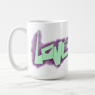 Taza De Café graffiti de amor morado verde menta tipografía pun