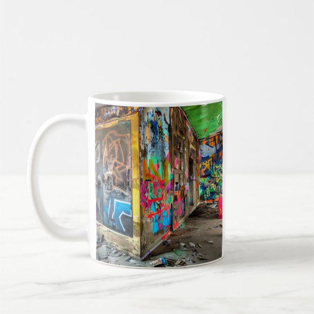 Taza De Café Graffiti de construcción abandonada de arte callej (Izquierda)