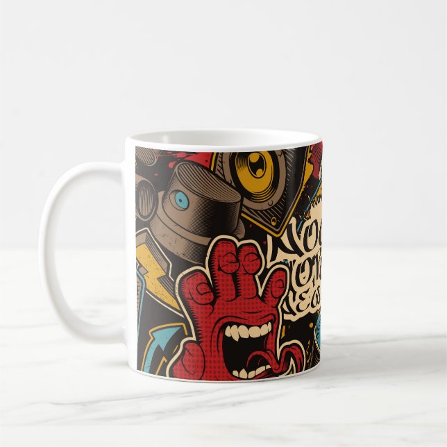 Taza De Café Graffiti de fondo impecable. Spa sin costuras colo (Izquierda)