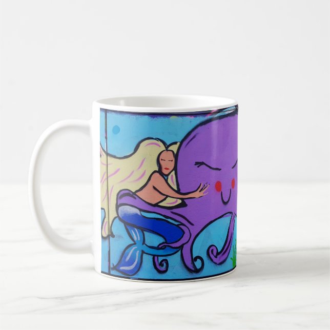 Taza De Café Graffiti de pulpo rosado (Izquierda)
