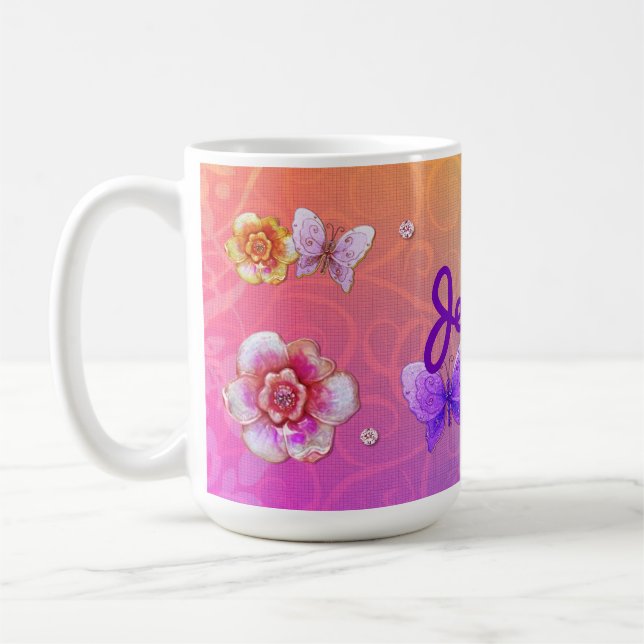Taza De Café Graffiti flútero con joyas PERSONALIZADO (Izquierda)