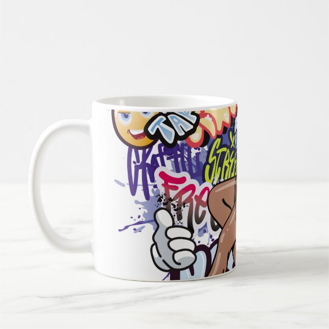 Taza De Café Graffiti ilustracion con letras de graffiti callej (Izquierda)