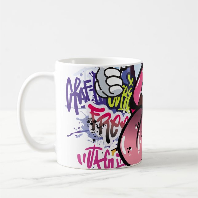 Taza De Café Graffiti ilustracion con letras de graffiti callej (Izquierda)