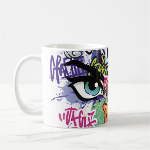 Taza De Café Graffiti ilustracion con letras de graffiti callej