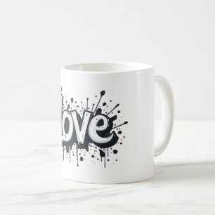 Taza De Café Graffiti Monocrome Etiqueta de amor