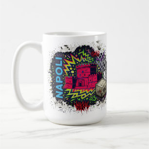 Taza De Café Graffiti neón urbano Castillo de Nápoles