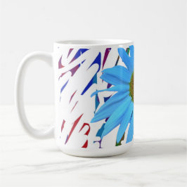 Taza de café gráfica abstracta de margarita azul