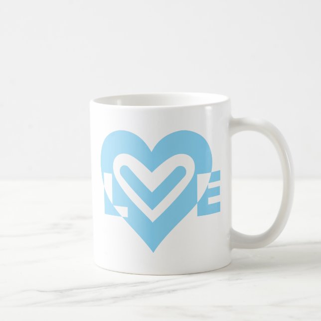 Taza De Café Gráfica de amor lindo en azul (Derecha)