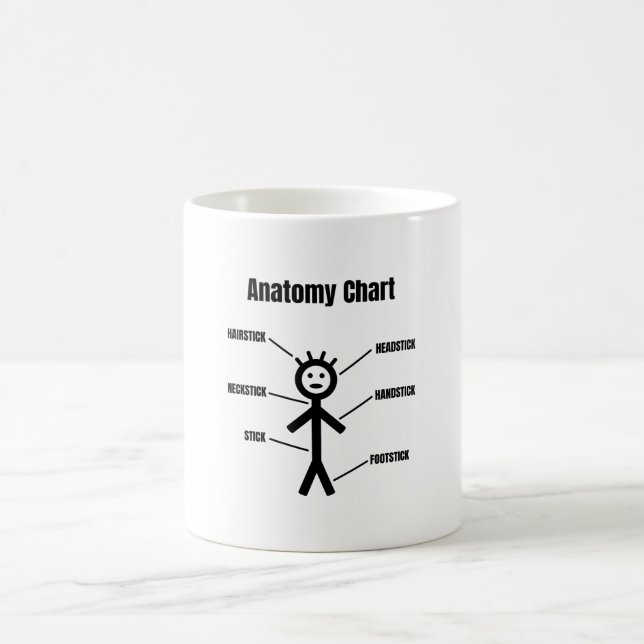 Taza De Café Gráfica de anatomía Stickman divertida de la figur (Centro)