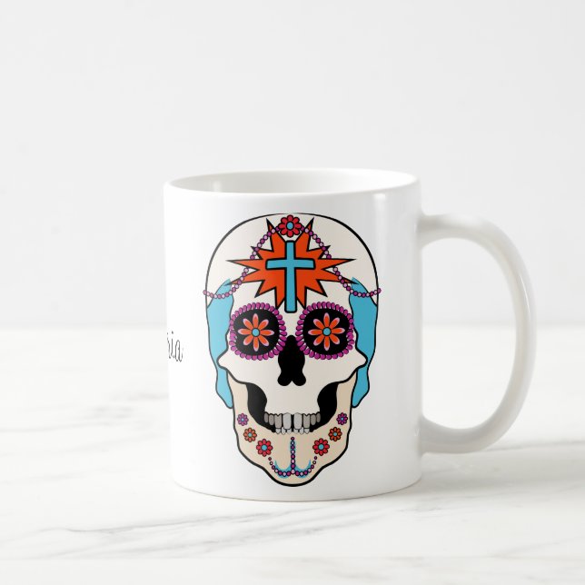 Taza De Café Gráfica de calaveras de azúcar (Derecha)