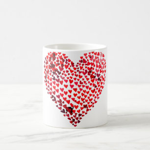 Taza De Café Gráfica de Día de San Valentín de corazones 3D