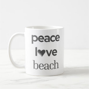Taza De Café Gráfica de Playa Paz Amor   Vida Náutica Costera