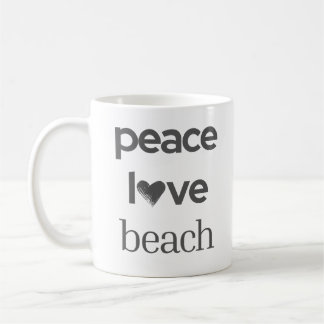 Taza De Café Gráfica de Playa Paz Amor | Vida Náutica Costera