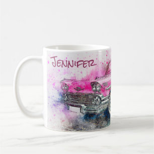 Taza De Café Gráfica de resumen de coches de época
