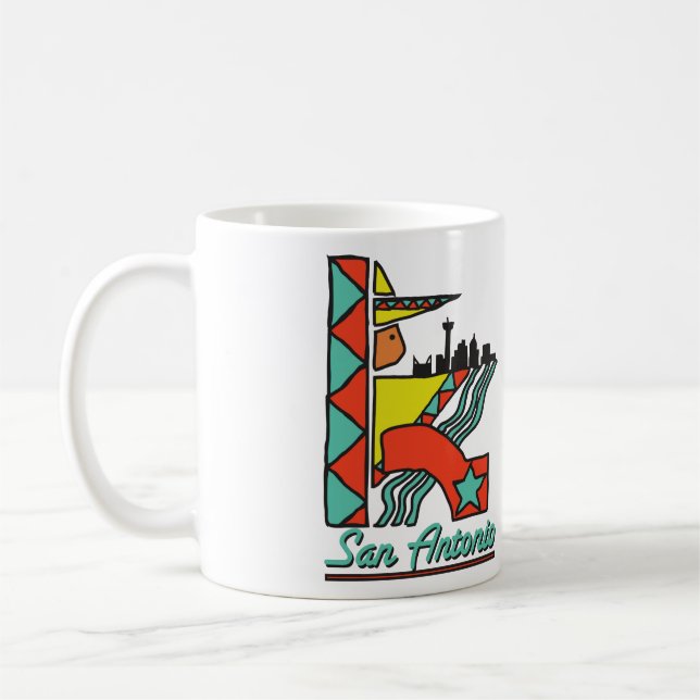 Taza de café gráfica de San Antonio (Izquierda)