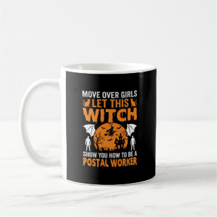 Taza De Café Gráfica Divertida de Gato Bruja Trabajadora Postal