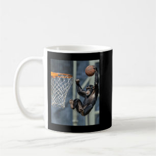 Taza De Café Gráfica divertida del mono chimpancé de baloncesto