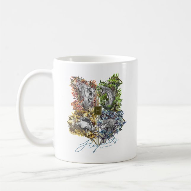Taza De Café Gráfica floral de la insignia HOGWARTS™ (Izquierda)