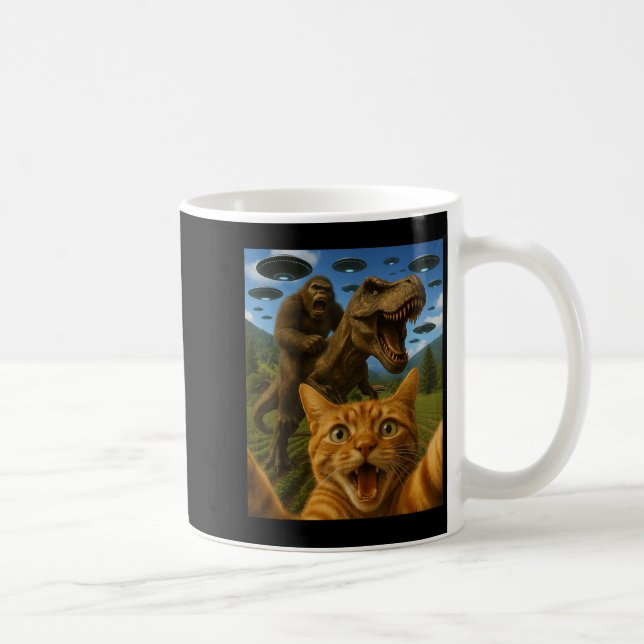 Taza De Café Gráfica Gráfica Gráfica Graciosa Selfie De Gato Co (Derecha)