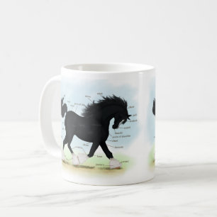 Taza De Café Gráfico anatómico educativo del caballo de los cam