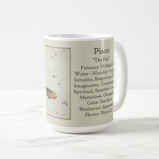 Taza De Café Gráfico astronómico de época de Pisces Zodiac (Anverso derecho)