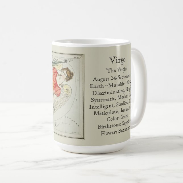Taza De Café Gráfico astronómico de la antigüedad Virgo Zodiac (Anverso derecho)