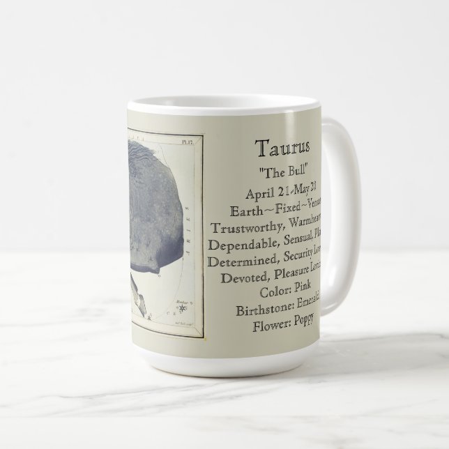 Taza De Café Gráfico astronómico de la época zodíaca de Taurus (Anverso derecho)