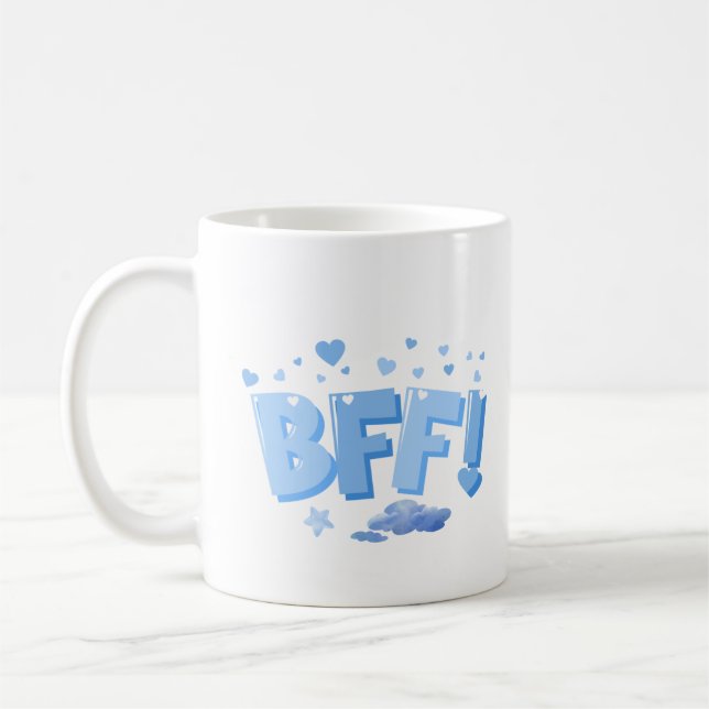 Taza De Café Gráfico BFF azul con corazón y nube (Izquierda)