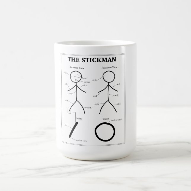 Taza De Café Gráfico de anatomía de Stickman (Centro)