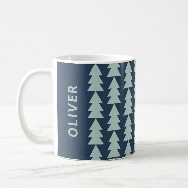 Taza De Café Gráfico de árbol de Navidad geométrico moderno (Izquierda)