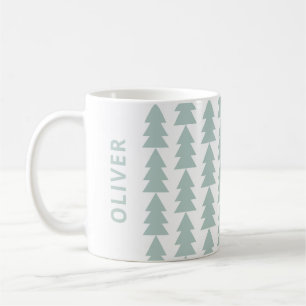 Taza De Café Gráfico de árbol de Navidad geométrico moderno