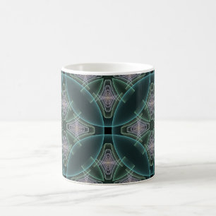 Taza De Café Gráfico de arte fractal geométrico Verde azulado m