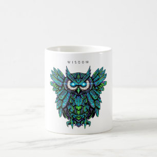 Taza De Café Gráfico de búho colorido con cita de sabiduría