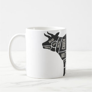 Taza De Café Gráfico de carnicería de vaca
